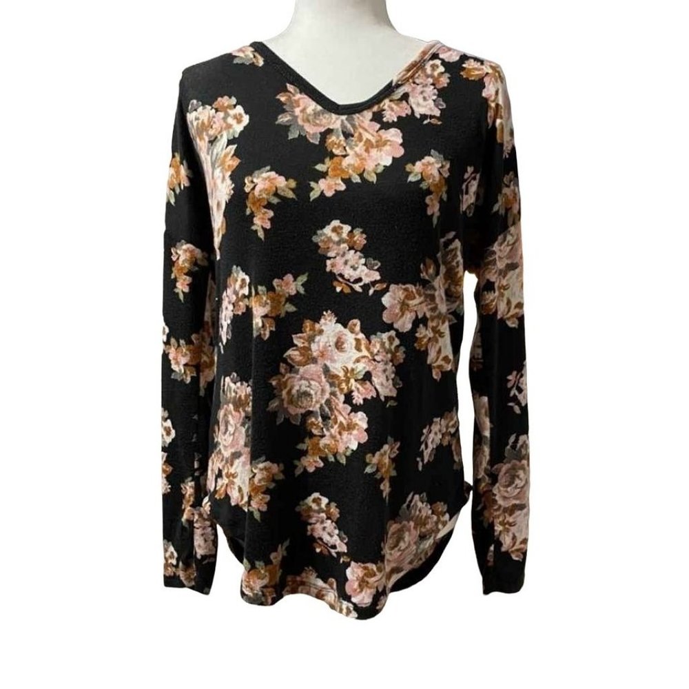 Moa Moa brand size Medium Super Floral Print lace up back tunic style top